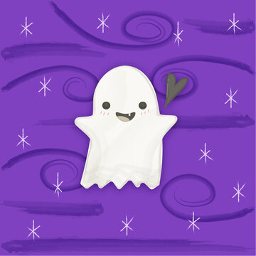 cute ghost with heart for halloween 