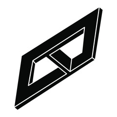 Optical illusion object, impossible figure, optical art. Unreal geometric shape.
