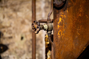 an old rusty metal valve