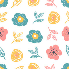 Colorful ditsy floral seamless pattern