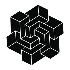 Impossible shape. Web design element. Optical illusion object. Geometric figure.