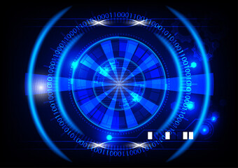 graphics design circle style cog glow abstract background blue color tone concept technology futuristic vector illustration