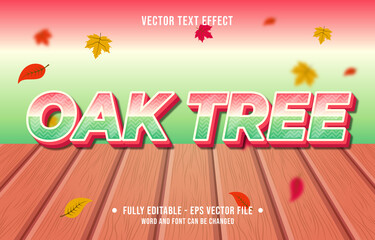 Text effect oak tree gradient style autumn season background