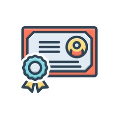 Color illustration icon for certificate
