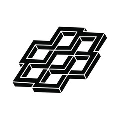 Impossible shape logo design, optical illusion object. Geometry. Optical art figure.