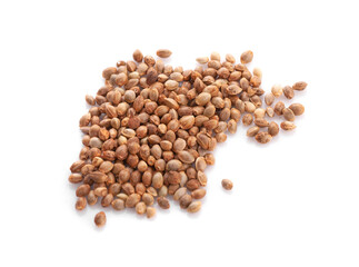 Hemp seeds on white background
