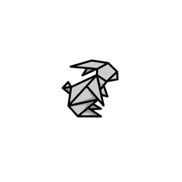 abstract origami rabbit logo design vector