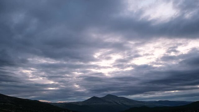 Sunset Cloud Timelapse in Norway, View from Rondane