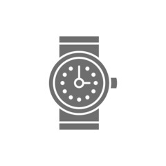 Watch, clock grey icon. Isolated on white background