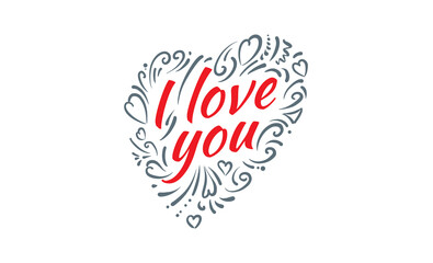 The heart and the inscription I love you. Vector Valentine card