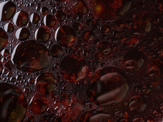 abstract background with black drops of water and oil, multi-colored background