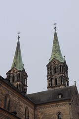 Fototapeta na wymiar Bamberg Dom Türme romanisch Romanik Kirche