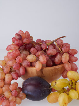 Red Seedless Grapes Isolated On White Background