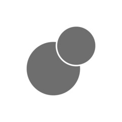 Pie chart, intersecting circles, venn diagram grey icon.