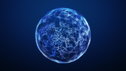 Blue Plexus Sphere Wire-frame Technology Background
