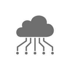 Cloud with closed contacts, blockchain grey icon.