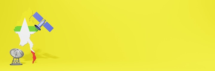 Use of Satellite in Myanmar for the needs of social media tv and website background cover blank space can be used to display data or infographics in 3d rendering Premium Photo