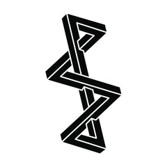 Impossible shape logo design, optical illusion object. Optical art figure. Unreal geometry.
