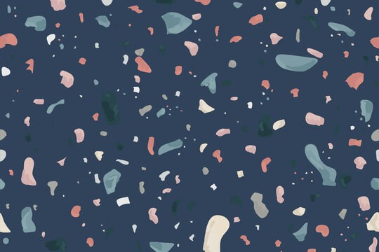 Blue terrazzo abstract background vector seamless pattern