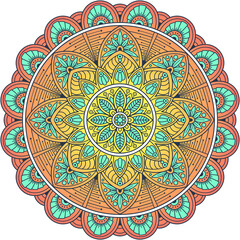 Vector hand drawn mandala. Colorful oriental pattern in circle design. Symbol or template for brochures, covers and other decorative objects.