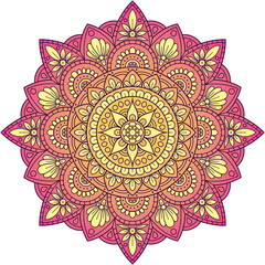 Vector hand drawn mandala. Colorful oriental pattern in circle design. Symbol or template for brochures, covers and other decorative objects.