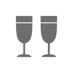 Two glasses of champagne grey icon. Isolated on white background