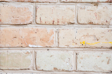 Old brick wall. Old beige brick wall texture background.