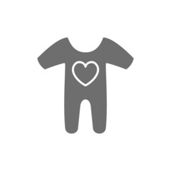 Cute baby creepers, children wear grey icon.