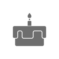 Obraz premium First birthday cake grey icon. Isolated on white background