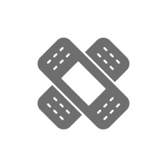 Adhesive plaster grey icon. Isolated on white background