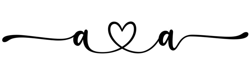 aa, aa, letters with heart Monogram, monogram wedding logo. Love icon, couples Initials, lower case, connecting HEART, home decor,