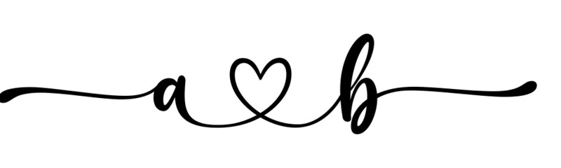 ab, ba, letters with heart Monogram, monogram wedding logo. Love icon, couples Initials, lower case, connecting HEART, home decor,