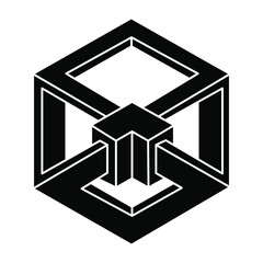 Impossible figure. Impossible shape. Optical illusion object. Optical art. Unreal geometry.