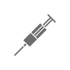 Fototapeta premium Medicine syringe with needle grey icon. Isolated on white background