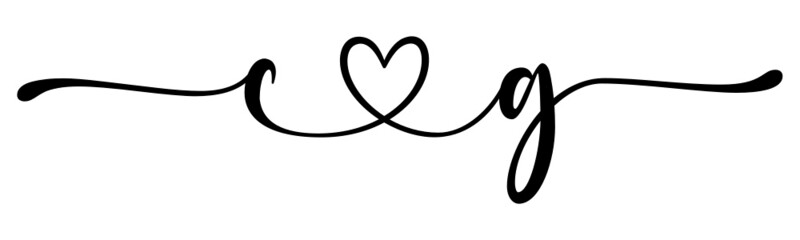 cg, gc, letters with heart Monogram, monogram wedding logo. Love icon, couples Initials, lower case, connecting HEART, home decor,