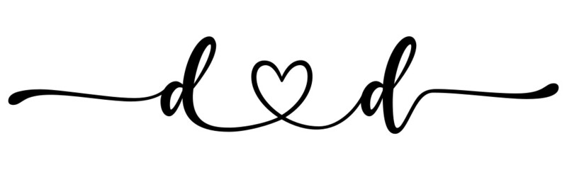 dd, dd, letters with heart Monogram, monogram wedding logo. Love icon, couples Initials, lower case, connecting HEART, home decor,
