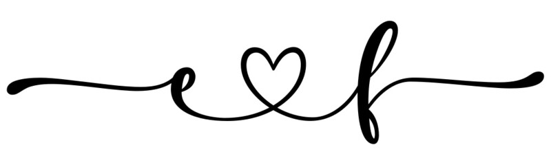 ef, fe, letters with heart Monogram, monogram wedding logo. Love icon, couples Initials, lower case, connecting HEART, home decor,