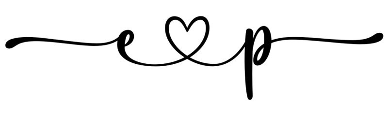 ep, pe, letters with heart Monogram, monogram wedding logo. Love icon, couples Initials, lower case, connecting HEART, home decor,