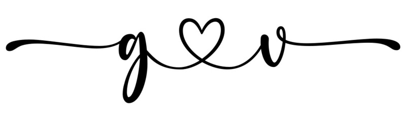 gv, vg, letters with heart Monogram, monogram wedding logo. Love icon, couples Initials, lower case, connecting HEART, home decor,