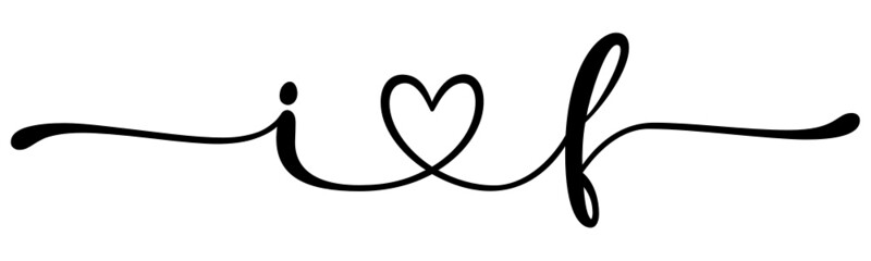 if, fi, letters with heart Monogram, monogram wedding logo. Love icon, couples Initials, lower case, connecting HEART, home decor,