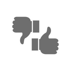 Like, dislike, thumbs up and down, feedback grey icon.