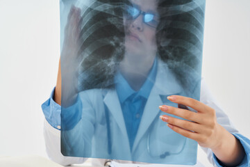 doctor with x-ray lung diagnostics clinic treatment