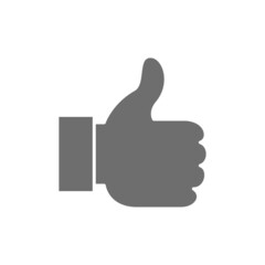 Thumb up, like, positive feedback grey icon.