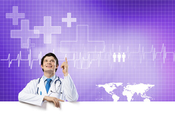 Doctor with banner