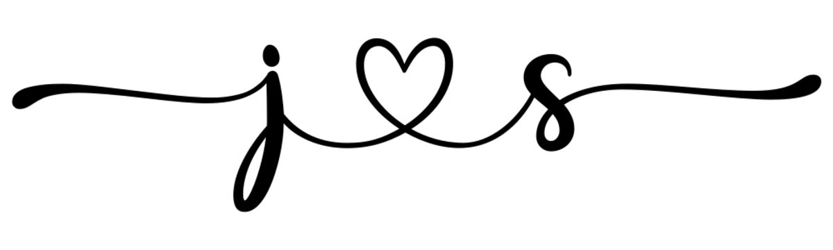 js, sj, letters with heart Monogram, monogram wedding logo. Love icon, couples Initials, lower case, connecting HEART, home decor,