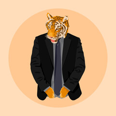 A tiger dressed in a suit.