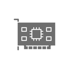 Computer video card grey icon. Isolated on white background