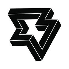 Optical illusion, impossible figure, optical art shape. Geometric object.