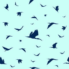 seamless pattern flying bird silhouette 