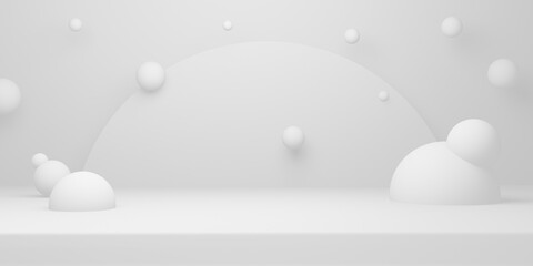 3D white Christmas day background. Winter snow. Minimal stage mockup.